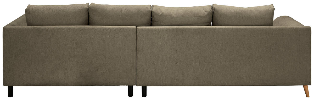 ECKSOFA in Flachgewebe Braun  306/202 cm  - Buchefarben/Braun, KONVENTIONELL, Holz/Textil (306/202cm) - Carryhome