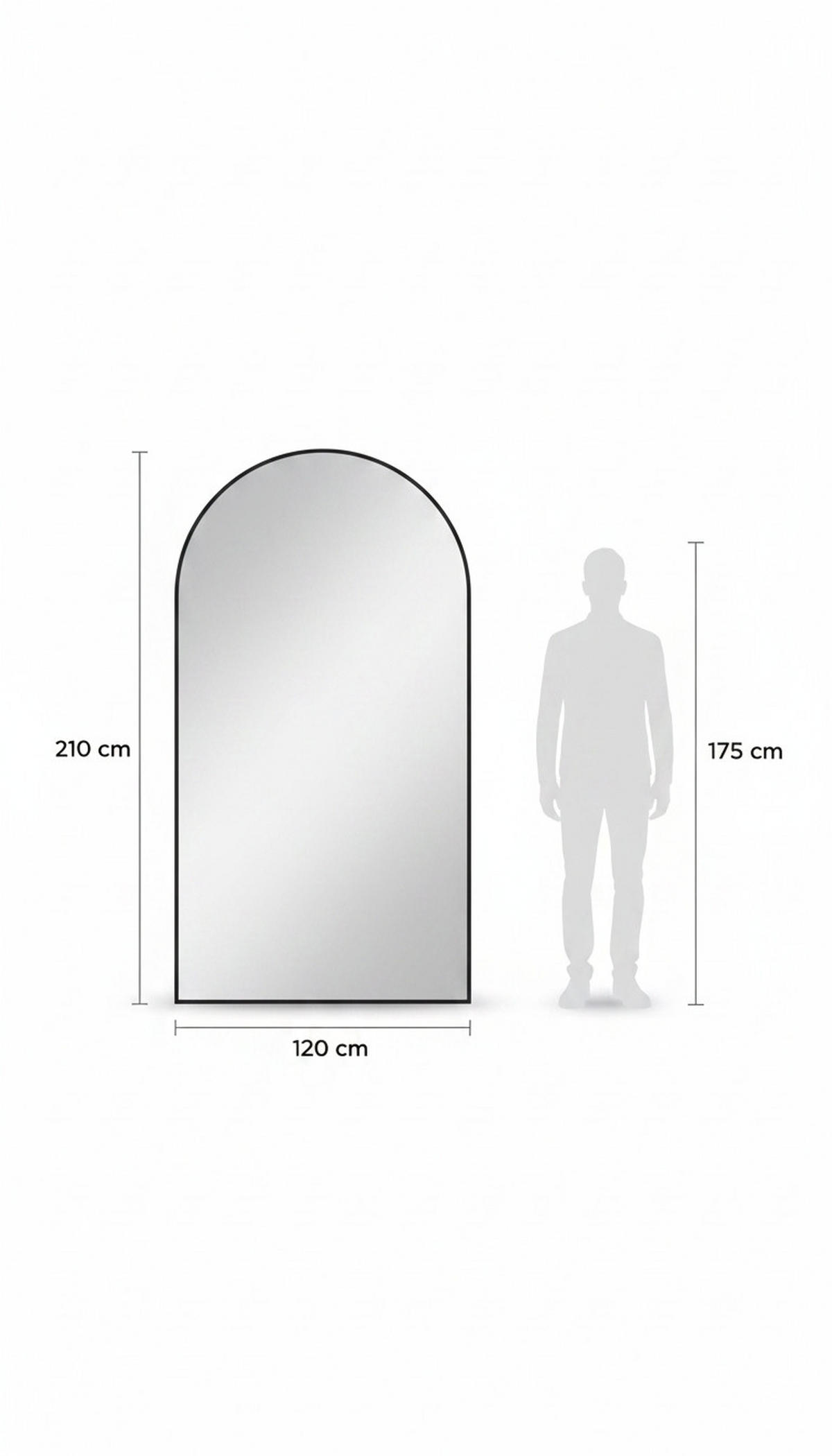 Oglindă De Perete 120/210/2,5 cm    - negru, Trend, sticlă/metal (120/210/2,5cm) - Xora