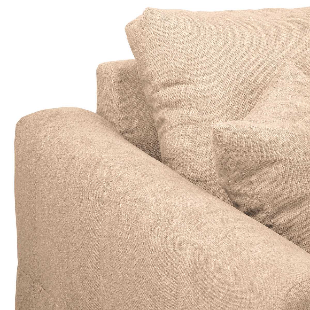 ECKSOFA Ariella in Mikrofaser Creme  231/161 cm  - Creme/Naturfarben, Design, Holz/Textil (231/161cm) - Livetastic