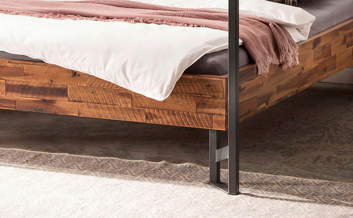 HIMMELBETT 140/200 cm  in Anthrazit, Braun, Akaziefarben   - Anthrazit/Braun, Design, Holz/Textil (140/200cm) - Hasena
