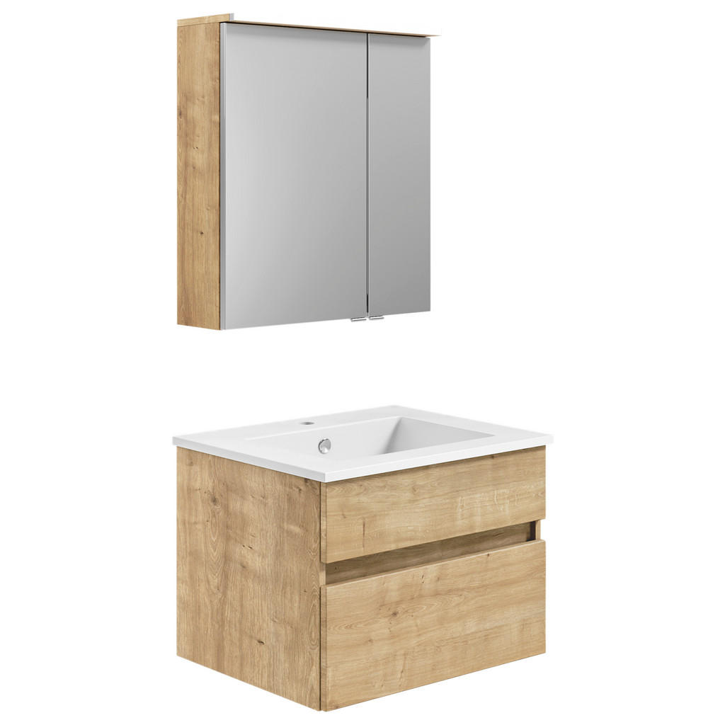 Thumbnail - Puris Badezimmer Get2You, Eiche, Holzwerkstoff, 2 Schubladen, 62 cm, Goldenes M, Dgm, Made in Germany, hängend, Badezimm...