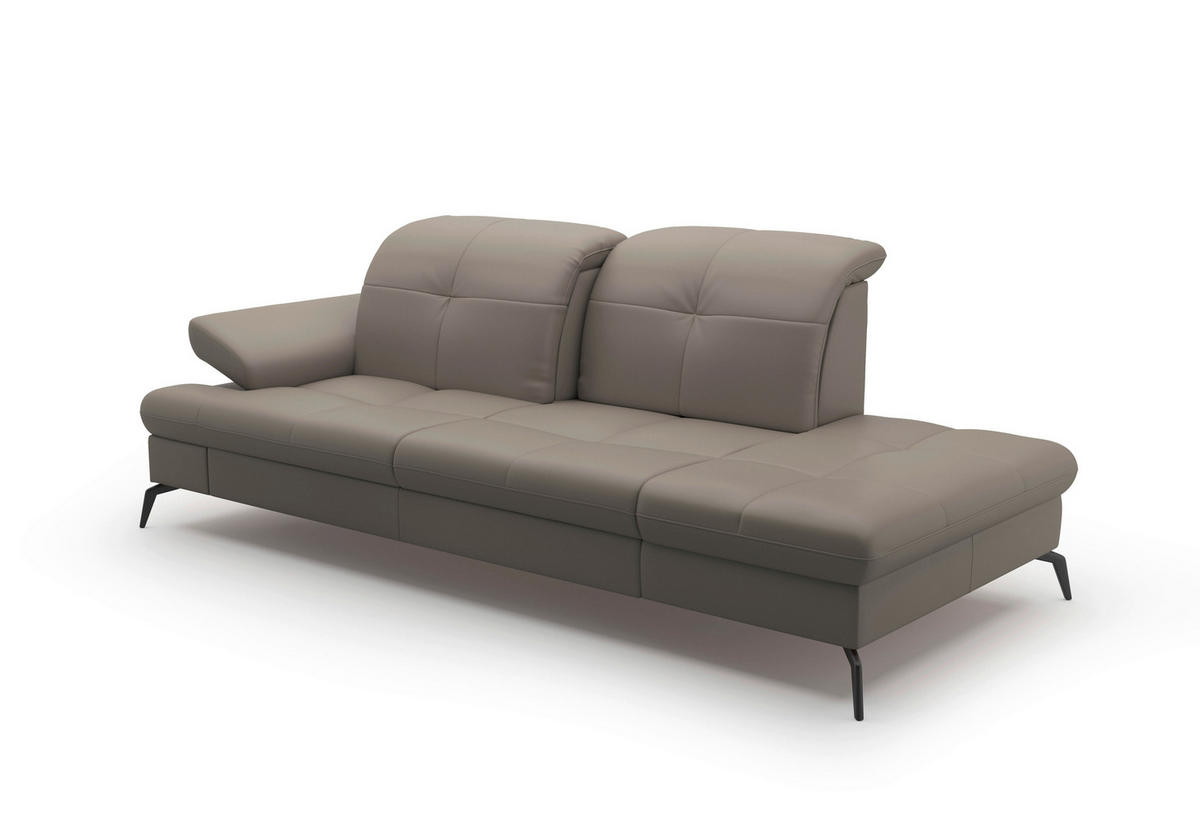 RÉCAMIERE in Vliesstoff Kombination Echtleder/Stoff Grau  - Schwarz/Grau, Konventionell, Leder/Textil (231/90/122cm) - Sit & More
