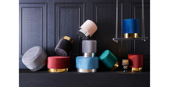 HOCKER in Metall, Textil Rosa, Chromfarben  - Chromfarben/Rosa, Trend, Textil/Metall (35/42/35cm) - Xora