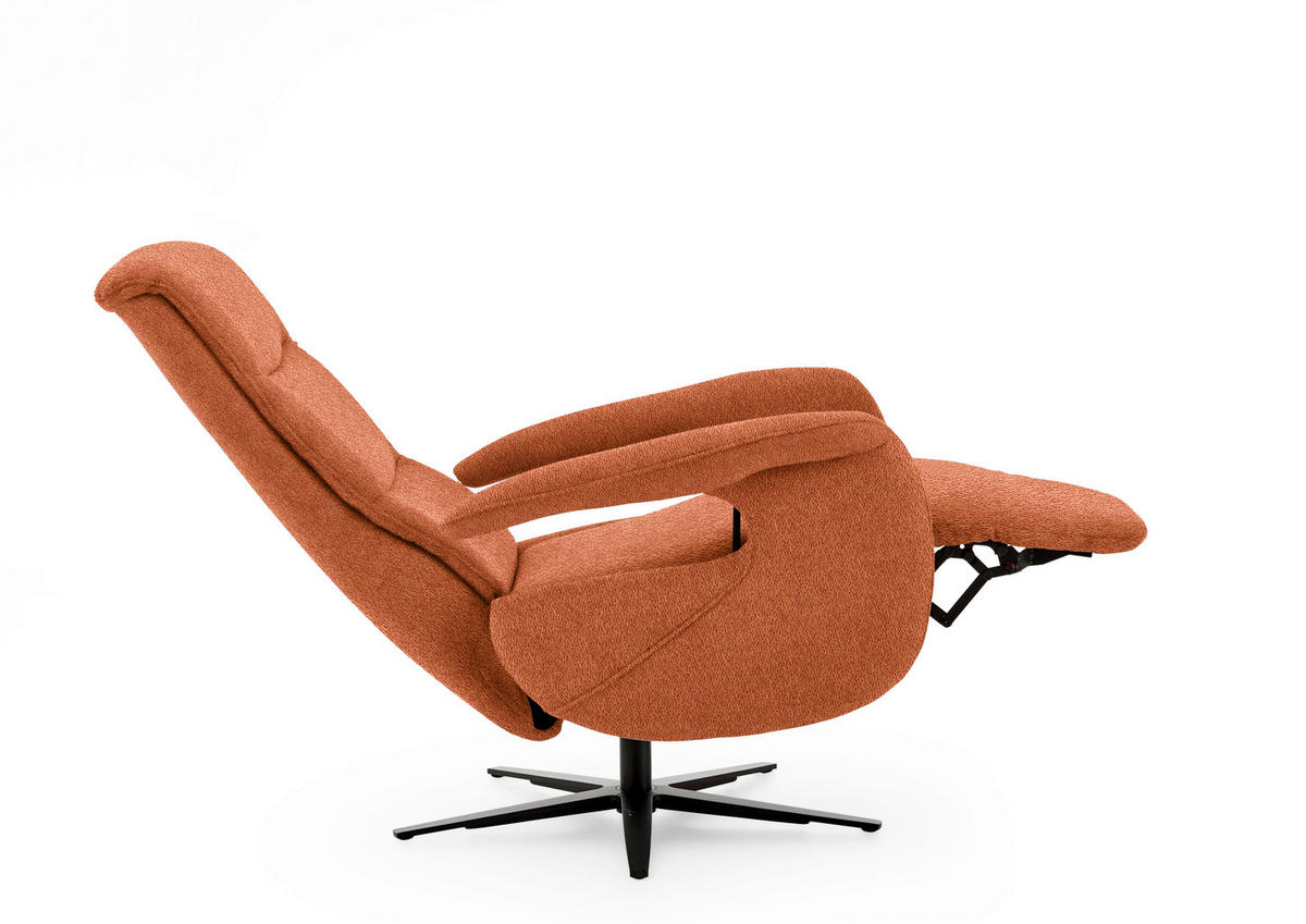 RELAXSESSEL in Textil Terracotta  - Terracotta/Schwarz, Design, Textil/Metall (71/112/83-176cm) - Beldomo Style