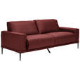 2,5-SITZER in Leder Bordeaux  - Bordeaux/Schwarz, Design, Leder/Metall (200/102/92cm) - Johann Jakob