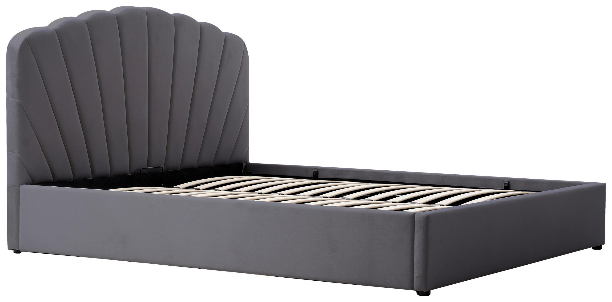 POLSTERBETT Lattenrost, Bettkasten 180/200 cm  in Grau  - Schwarz/Naturfarben, Trend, Holz/Kunststoff (180/200cm) - Ambia Home