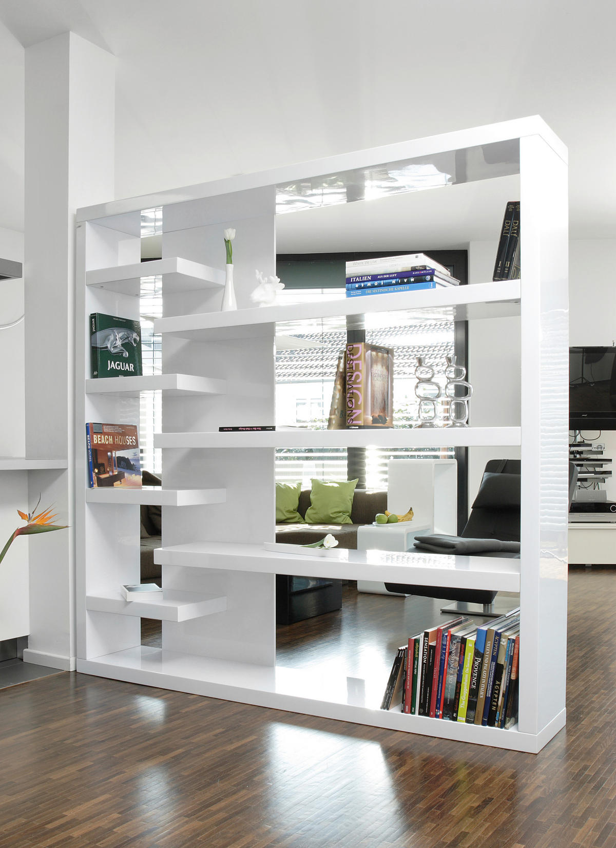 RAUMTEILER - Weiß Hochglanz, Design, Holzwerkstoff (200/200/35cm) - Livetastic