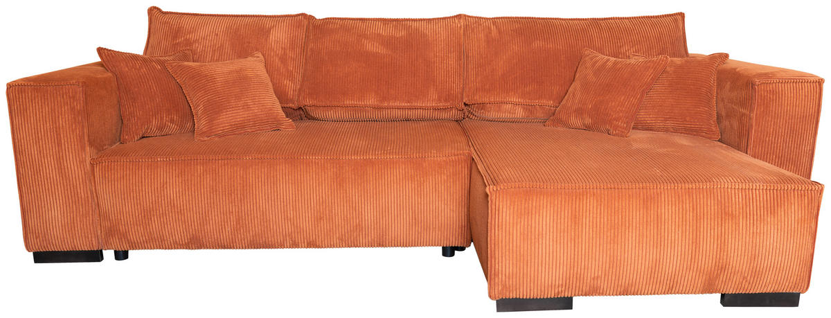ECKSOFA in Cord Terracotta  - Terracotta/Braun, KONVENTIONELL, Holz/Textil (230/190cm) - Carryhome