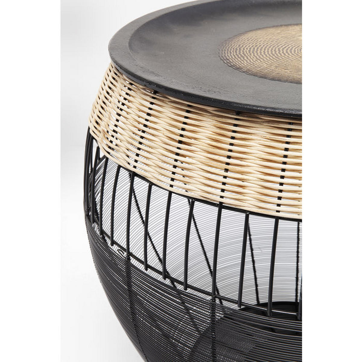 BEISTELLTISCHSET in Metall, Naturmaterialien 40-46/40-46/42-48 cm  - Schwarz/Naturfarben, Design, Naturmaterialien/Metall (40-46/40-46/42-48cm) - Kare-Design