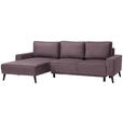 ECKSOFA in Velours Violett  - Violett/Schwarz, KONVENTIONELL, Holz/Textil (161/260cm) - Carryhome