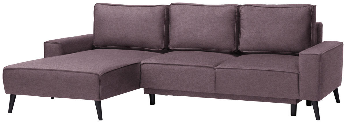 ECKSOFA in Velours Violett  - Violett/Schwarz, Konventionell, Holz/Textil (161/260cm) - Carryhome