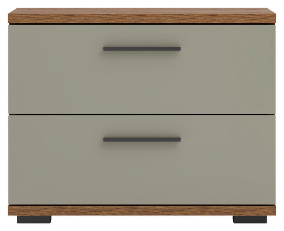 NACHTKÄSTCHEN 60/45,3/38 cm  in Salbeigrün, Eiche Artisan  - Salbeigrün/Schwarz, KONVENTIONELL, Holzwerkstoff/Kunststoff (60/45,3/38cm) - Xora