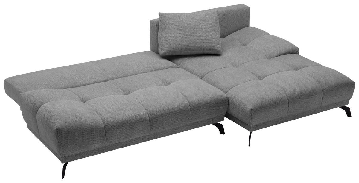 ECKSOFA in Chenille Grau, Dunkelgrau  - Dunkelgrau/Schwarz, Modern, Textil/Metall (290/182cm) - Hom`in