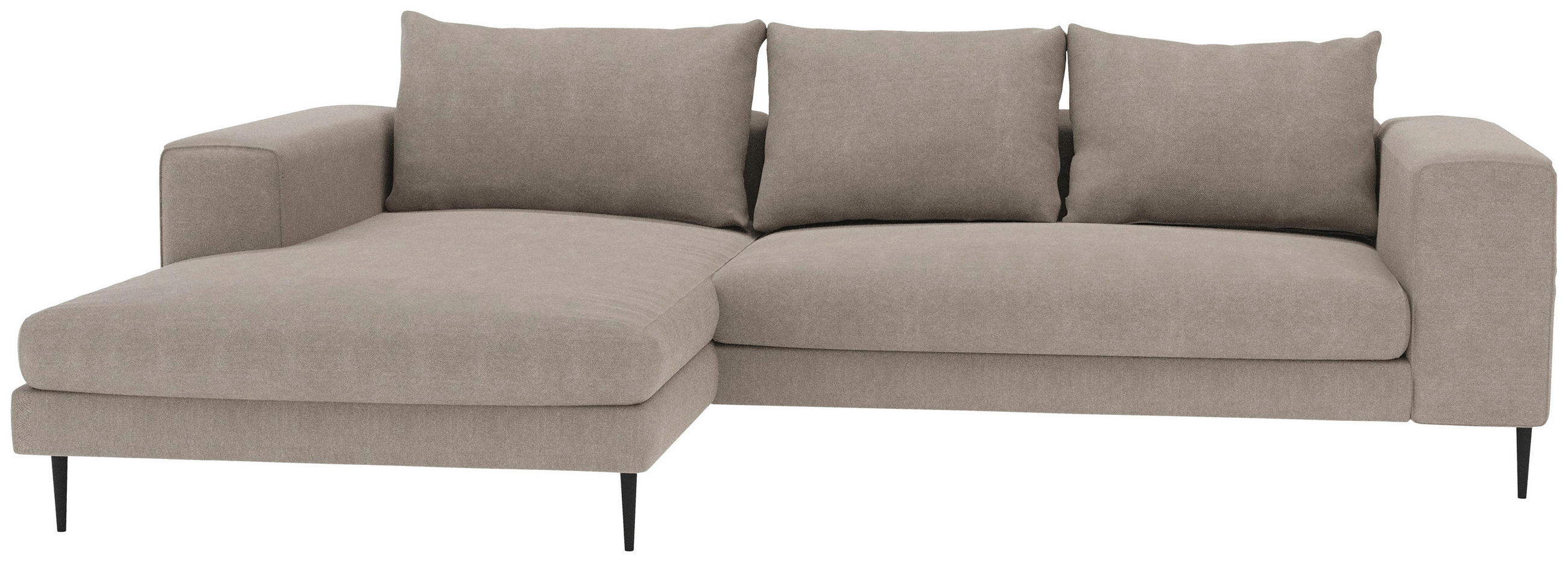 ECKSOFA in Struktur Taupe - Taupe/Schwarz, Modern, Textil/Metall (170/275cm) - Trendmanufaktur