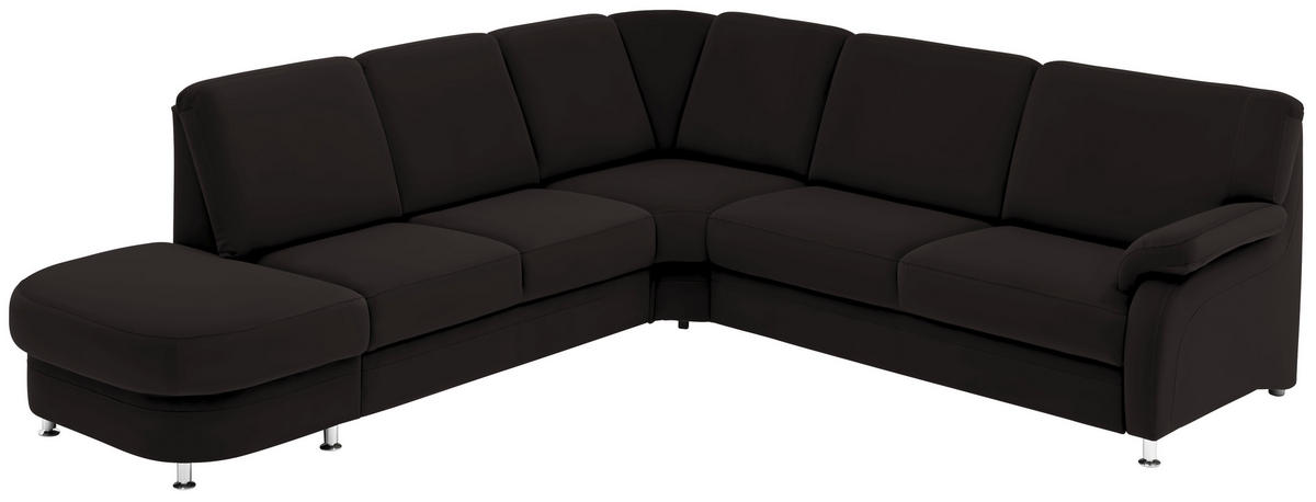 ECKSOFA in Flachgewebe Dunkelbraun  - Dunkelbraun/Alufarben, Konventionell, Textil/Metall (287/269cm) - Beldomo System