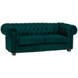 CHESTERFIELD-SOFA Webstoff Waldgrün  - Waldgrün/Wengefarben, LIFESTYLE, Holz/Textil (206/76,5/96cm) - Landscape