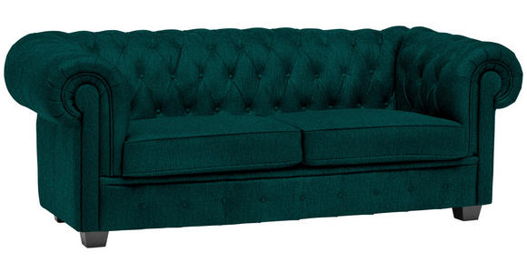 CHESTERFIELD-SOFA Webstoff Waldgrün  - Waldgrün/Wengefarben, LIFESTYLE, Holz/Textil (206/76,5/96cm) - Landscape