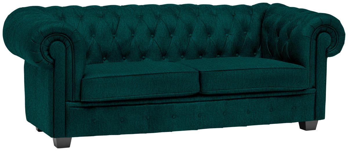 CHESTERFIELD-SOFA in Webstoff Waldgrün  - Waldgrün/Wengefarben, Lifestyle, Holz/Textil (206/76,5/96cm) - Landscape
