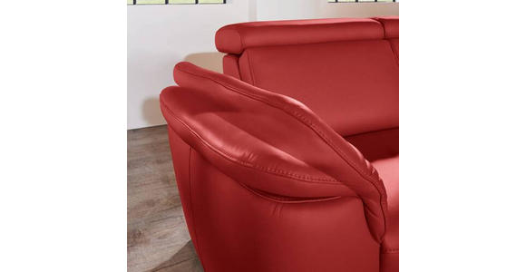 ECKSOFA in Echtleder Rot  - Rot/Alufarben, Design, Leder/Metall (271/242cm) - Cantus