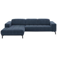 ECKSOFA in Velours Blau  - Blau/Schwarz, Design, Textil/Metall (195/293cm) - Beldomo Style
