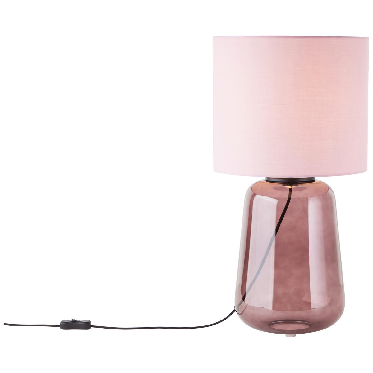 STOLNÍ LAMPA, E27, 30/56,5 cm  - světle fialová/purpurová, Konvenční, textil/sklo (30/56,5cm)