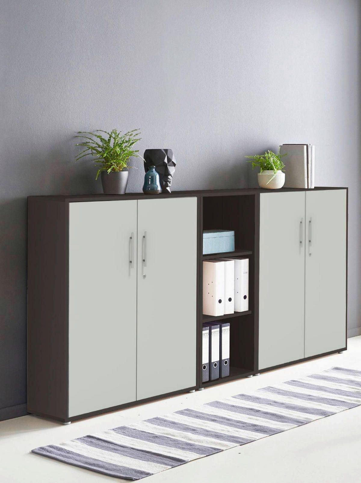 AKTENSCHRANK Anthrazit, Hellgrau  - Anthrazit/Hellgrau, MODERN, Holzwerkstoff (212,9/113,6/33cm) - MID.YOU