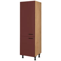 GERÄTEUMBAUSCHRANK 60/216,6/58 cm  in Rot, Eichefarben  - Eichefarben/Rot, MODERN, Holzwerkstoff/Metall (60/216,6/58cm) - Nobilia