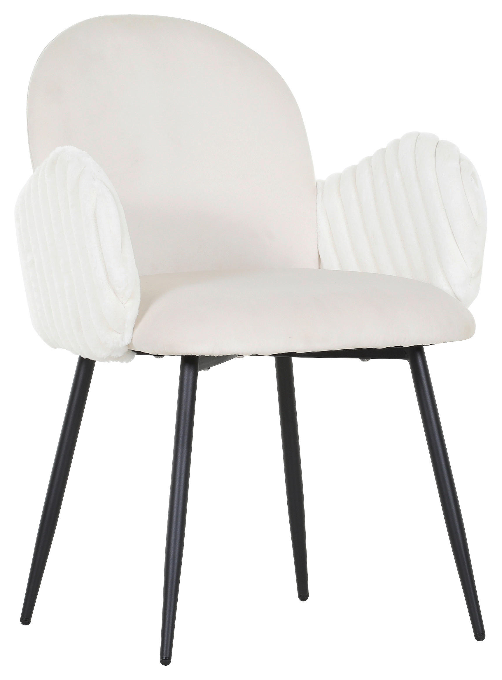 ARMLEHNSTUHL  in Samt, Plüsch  - Beige/Schwarz, Design, Textil/Metall (63/83/62cm) - Landscape