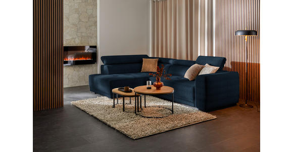 ECKSOFA in Chenille Dunkelblau 205/284 cm - Schwarz/Dunkelblau, Design, Kunststoff/Textil (205/284cm) - Xora