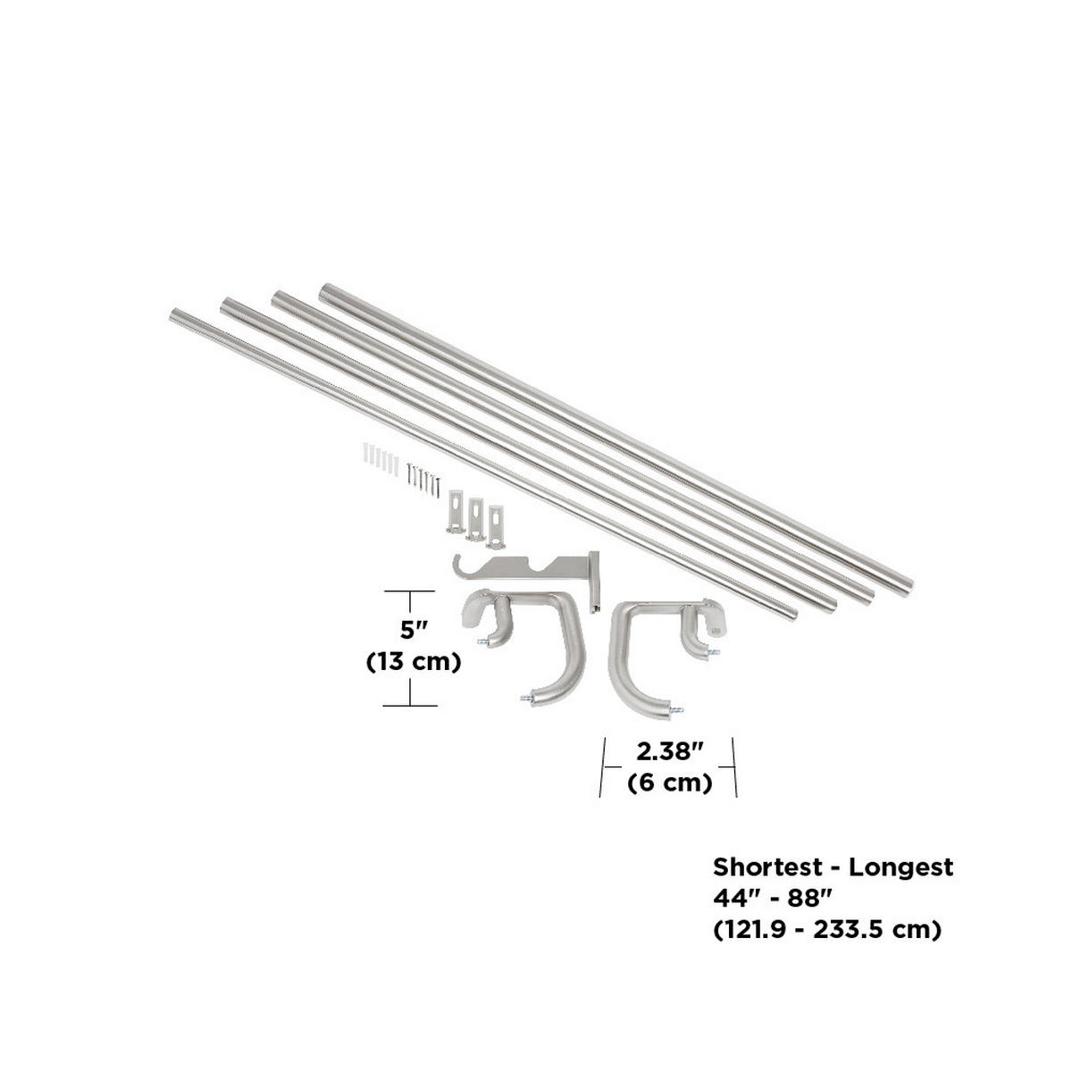 VORHANGSTANGE 386 cm  - Nickelfarben, KONVENTIONELL, Metall (386cm) - Umbra