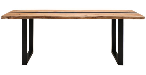 ESSTISCH in Holz, Metall 220/100/76 cm  - Schwarz/Akaziefarben, LIFESTYLE, Holz/Metall (220/100/76cm) - Linea Natura