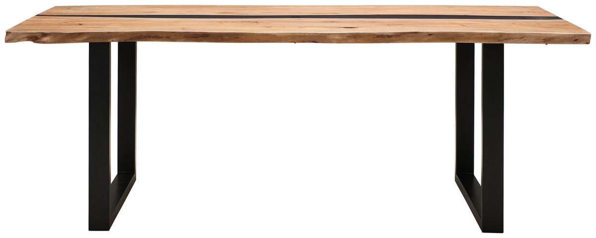 ESSTISCH in Holz, Metall 220/100/76 cm   - Schwarz/Akaziefarben, Lifestyle, Holz/Metall (220/100/76cm) - Linea Natura