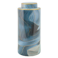 Vase Elegant  - Blau/Goldfarben, Basics, Keramik (15/34/15cm)