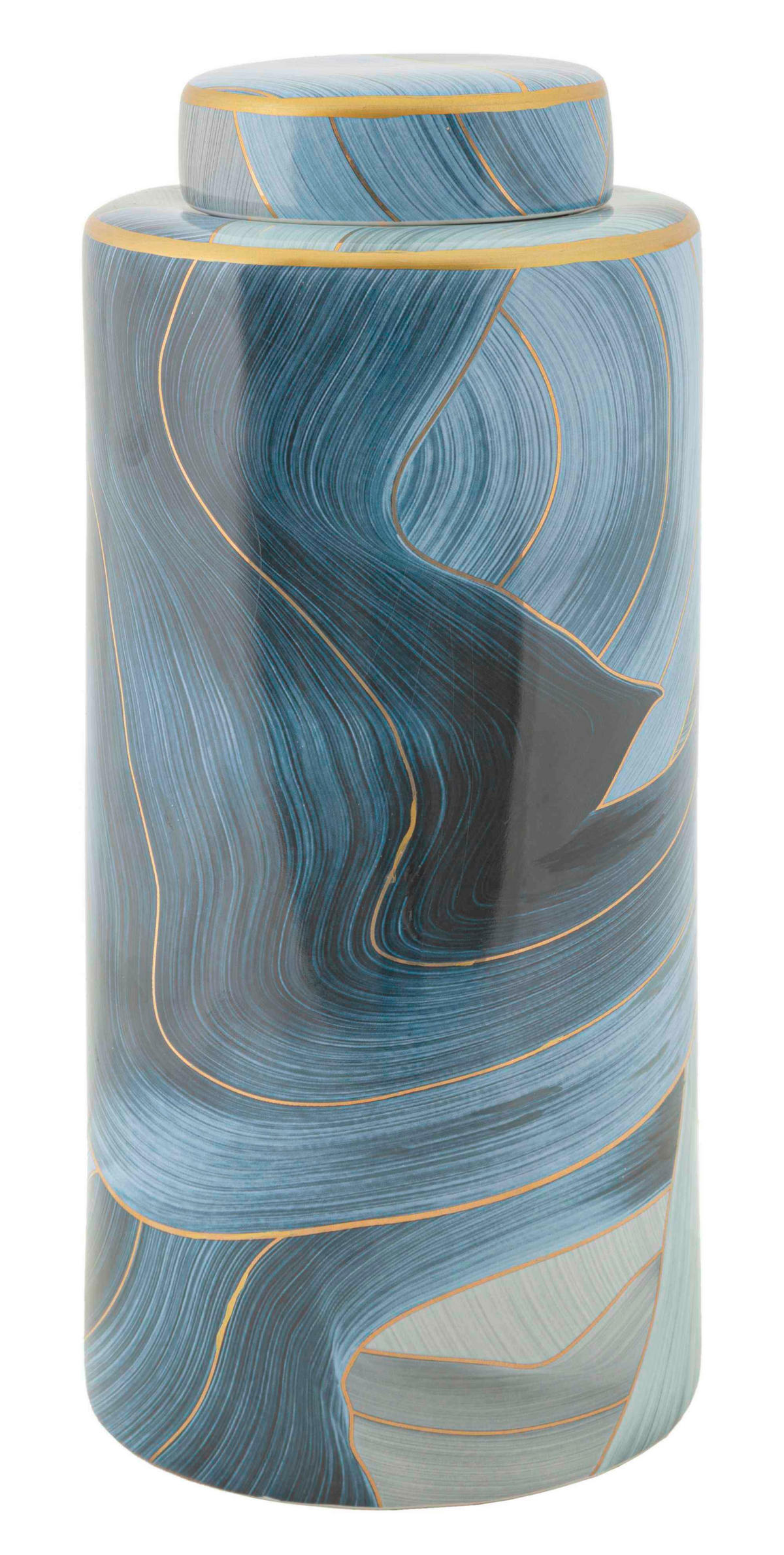 Vase Elegant  - Blau/Goldfarben, Basics, Keramik (15/34/15cm)
