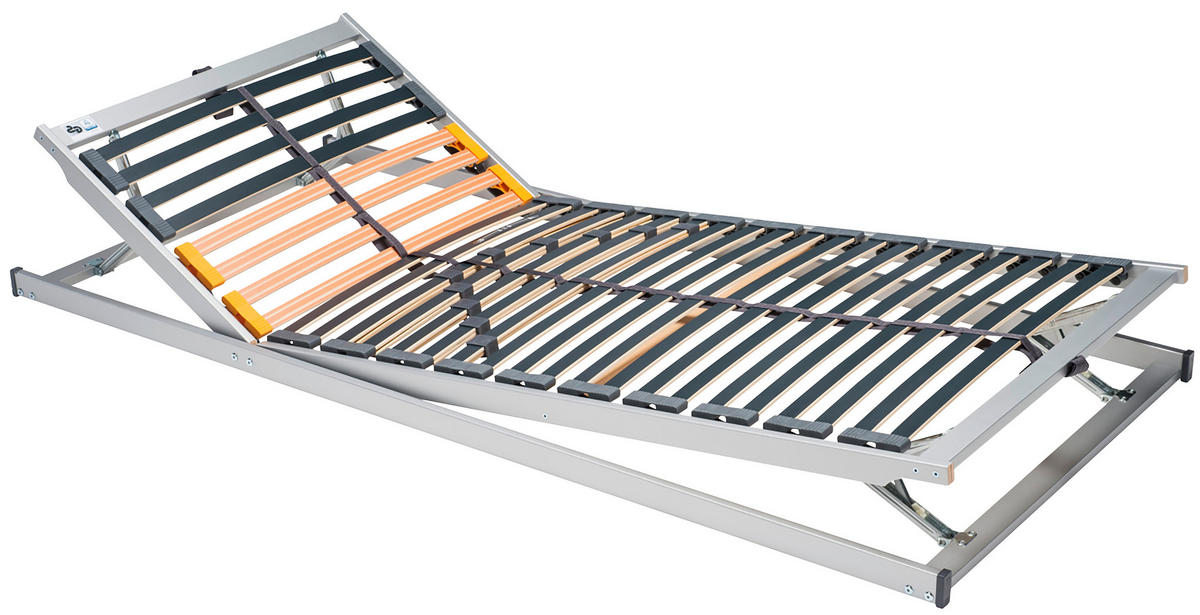 LATTENROST 100/200 cm Kopfteil, Fußteil, Mittelzone verstellbar, Buche  - Silberfarben, Basics, Holz (100/200cm) - Livetastic