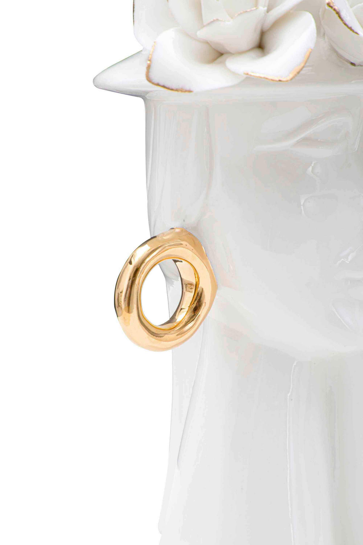 VASE  - Goldfarben/Weiß, Basics, Keramik (15/23.5/13.3cm)