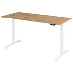 SCHREIBTISCH 180/80/64,5-129,5 cm  in Weiß, Eichefarben  - Eichefarben/Weiß, KONVENTIONELL, Holzwerkstoff/Metall (180/80/64,5-129,5cm) - Venda