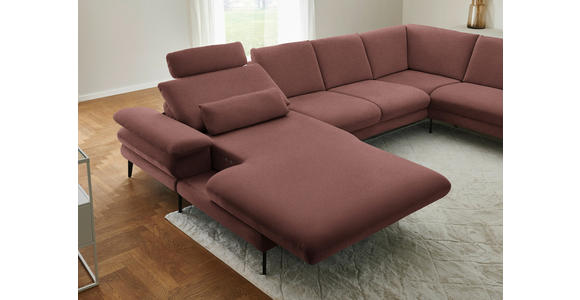 WOHNLANDSCHAFT  in Chenille, Flachgewebe Weinrot  - Weinrot/Schwarz, Design, Textil/Metall (180/344/208cm) - Dieter Knoll