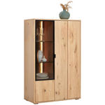 HIGHBOARD Eiche Bianco  91,1/140,8/42 cm  - Eiche Bianco/Schwarz, Natur, Glas/Holz (91,1/140,8/42cm) - Linea Natura