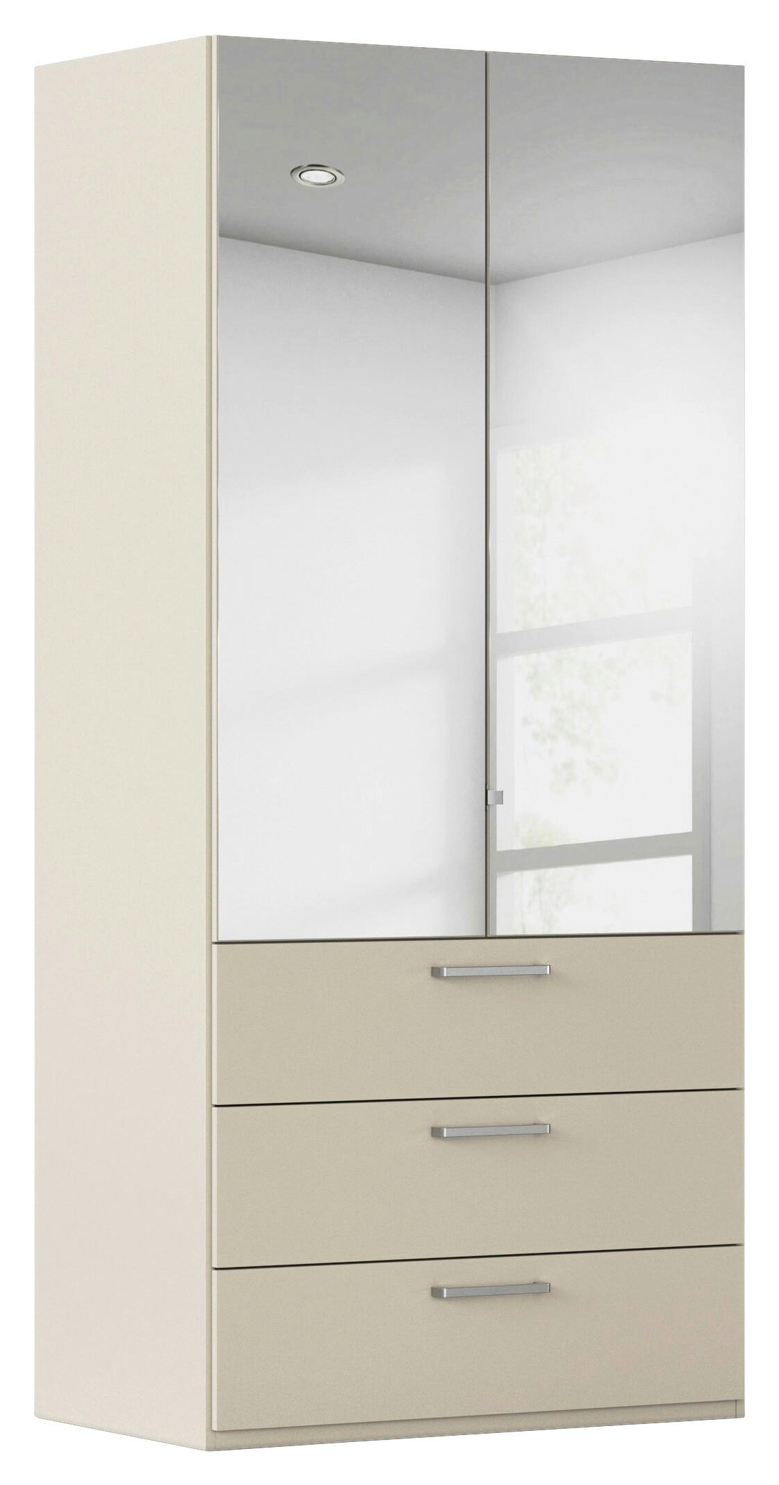 DREHTÜRENSCHRANK 101/223/61 cm,  in Champagner, 2-türig  - Chromfarben/Edelstahlfarben, Basics, Glas/Holzwerkstoff (101/223/61cm) - Novel