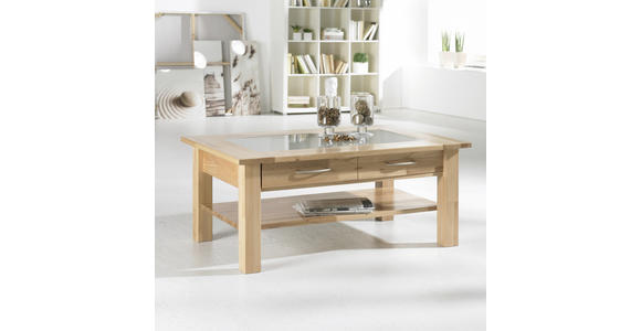 COUCHTISCH Kernbuche vollmassiv rechteckig Buchefarben 110/70/45 cm  - Buchefarben, Design, Glas/Holz (110/70/45cm) - Linea Natura