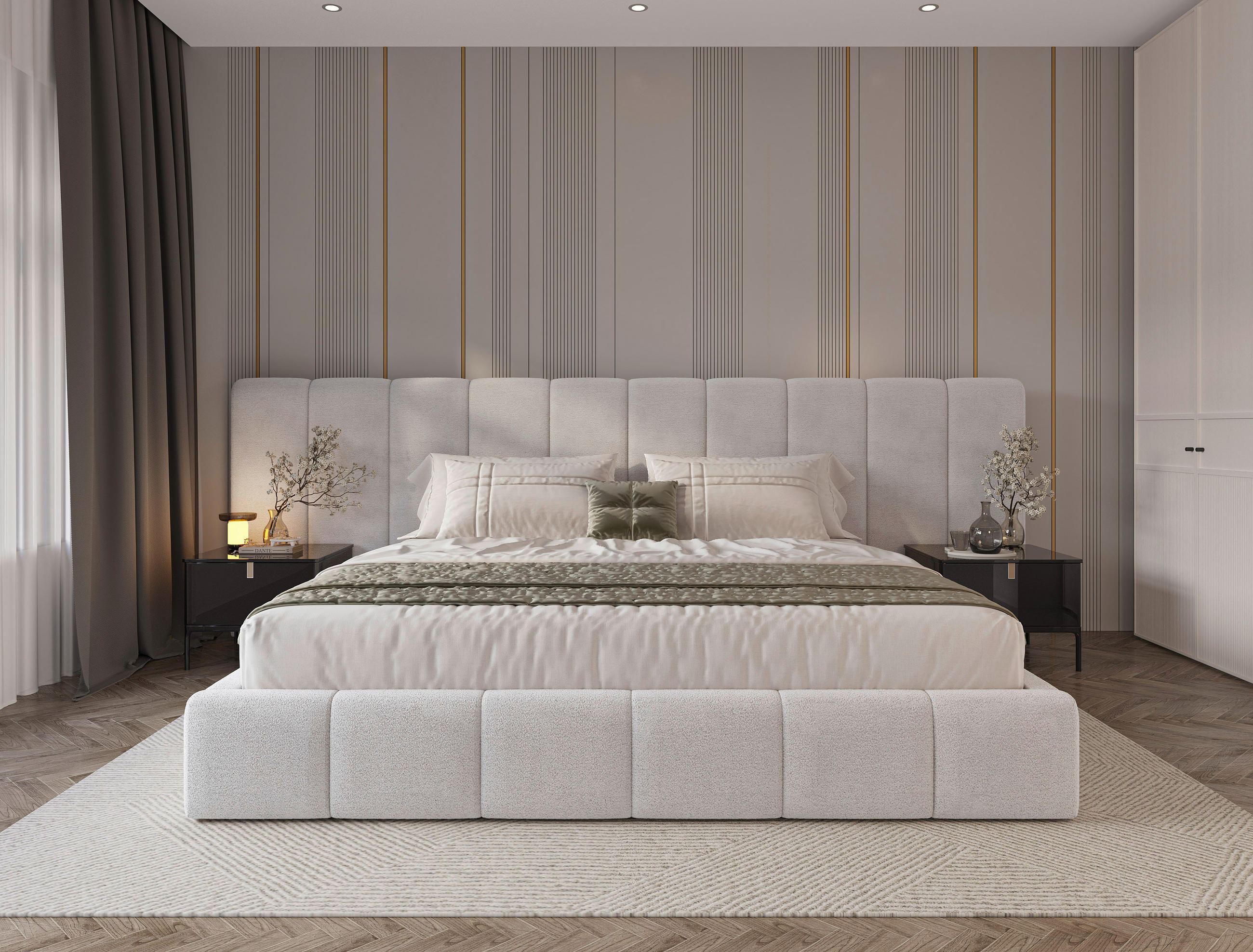 POLSTERBETT 200/200 cm  Beige  - Beige/Schwarz, Design, Holz/Kunststoff (200/200cm) - Carryhome