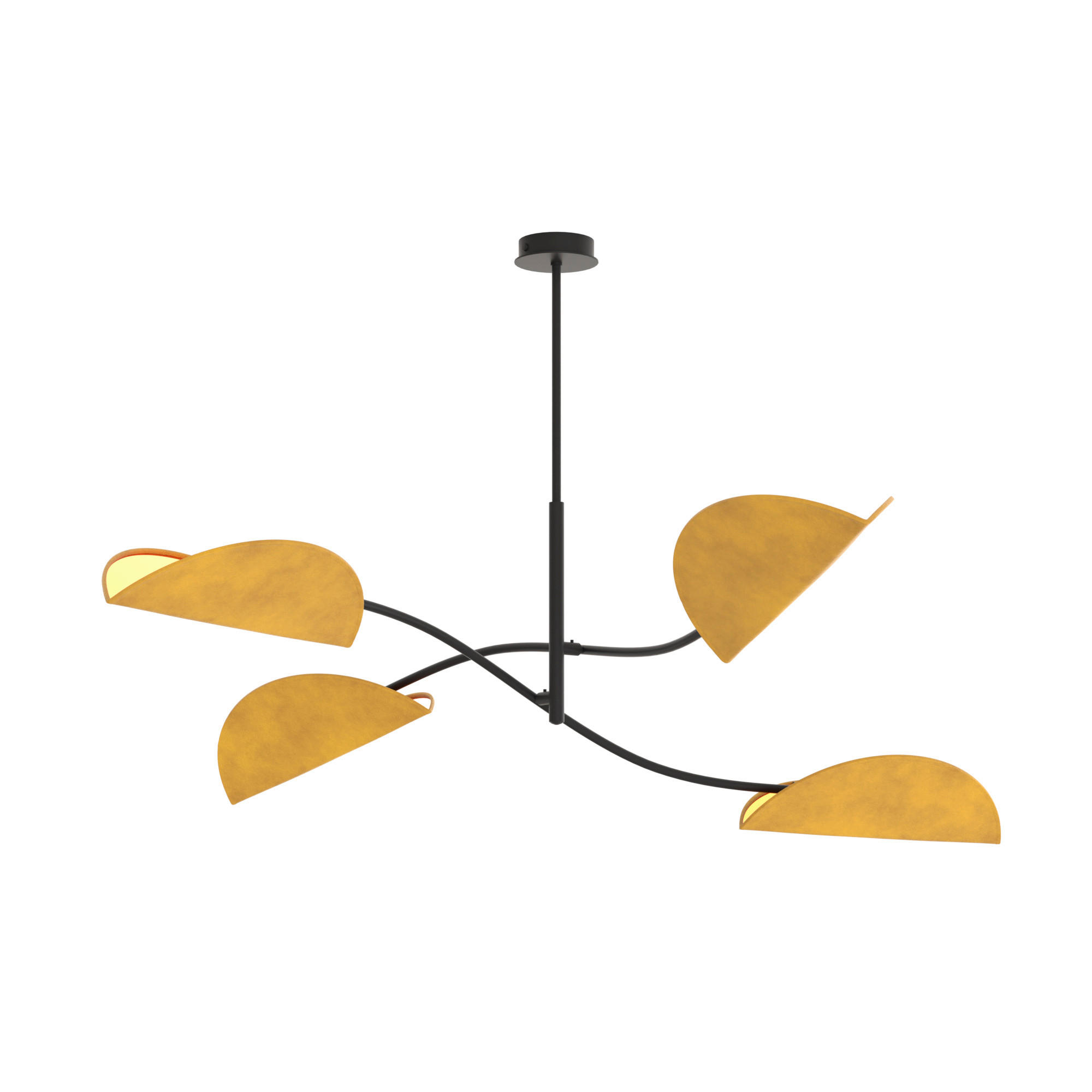 XXXLutz Deckenleuchte Lotus Schwarz, Senfgelb 105x59x105 cm
