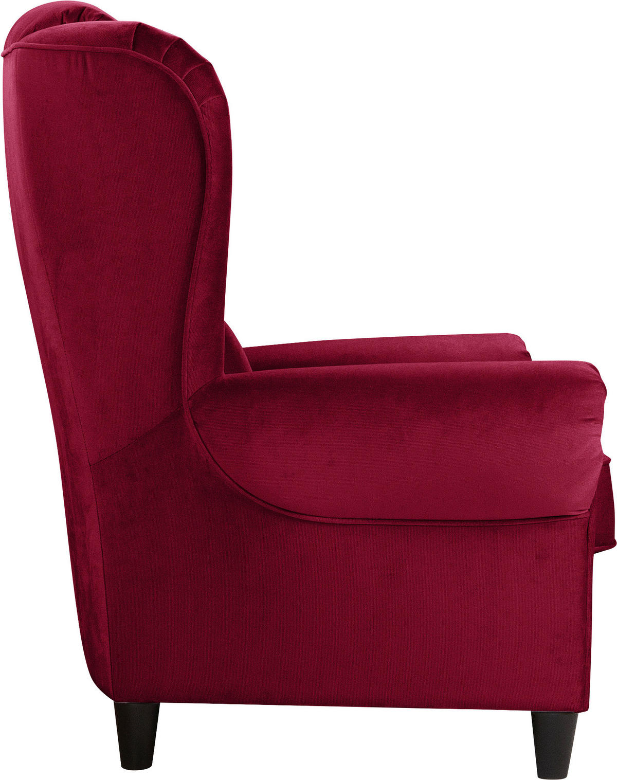 OHRENSESSEL Plüsch Bordeaux  - Bordeaux/Schwarz, Design, Holz/Textil (94/112/92cm) - MID.YOU