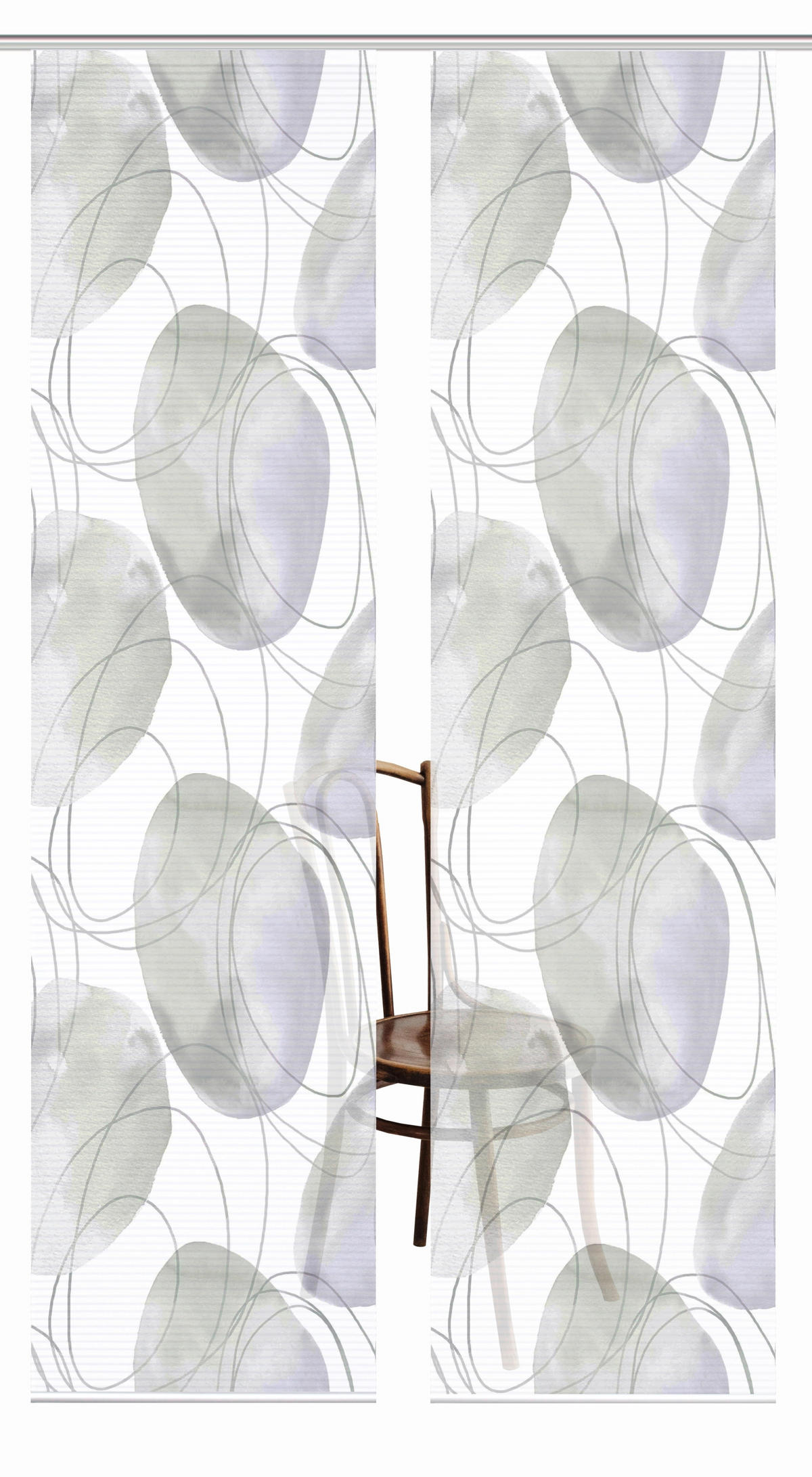 FLÄCHENVORHANG  2 Stück   60/245 cm   - Flieder/Weiß, Natur, Textil (60/245cm)