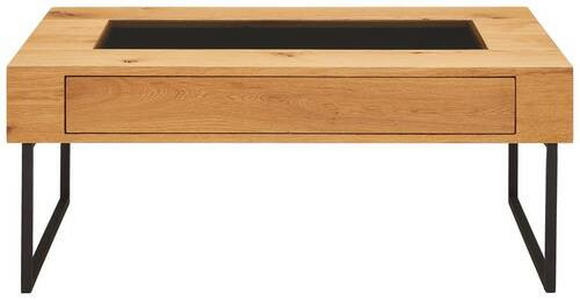 COUCHTISCH Eiche furniert, massiv rechteckig Schwarz, Eichefarben 110/60/45 cm  - Eichefarben/Schwarz, Natur, Glas/Holz (110/60/45cm) - Novel