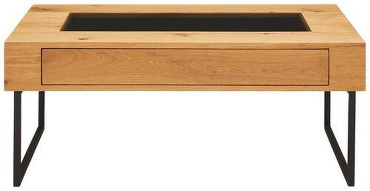KONFERENČNÝ STOLÍK, čierna, farba duba, drevo, kov, sklo, kompozitné drevo, 110/60/45 cm - čierna/farba duba, Natur, kov/drevo (110/60/45cm) - Novel