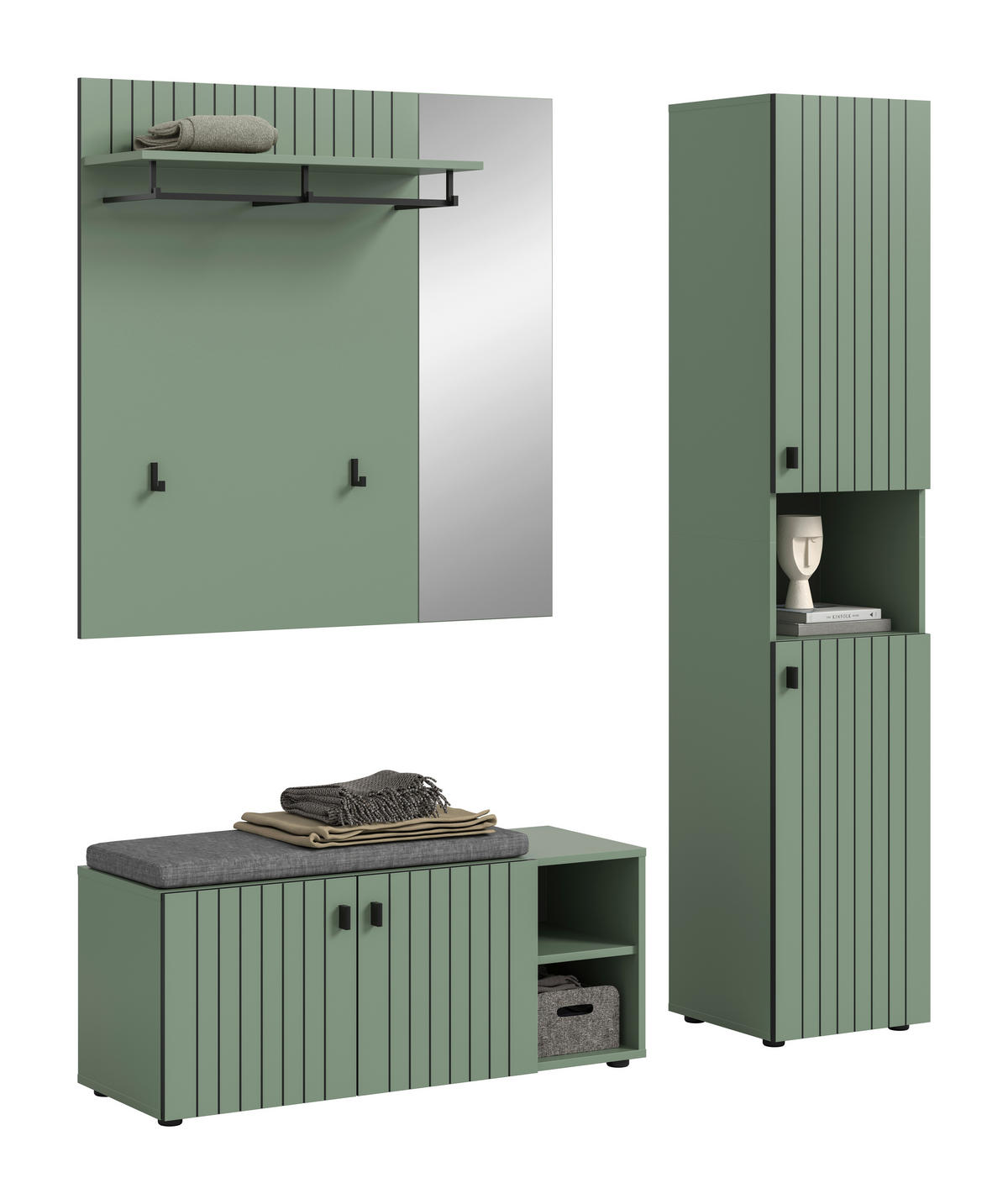 HALLMÖBEL 3 delar  i 161/192/37 cm  - grågrön, Design, trämaterial (161/192/37cm) - MID.YOU