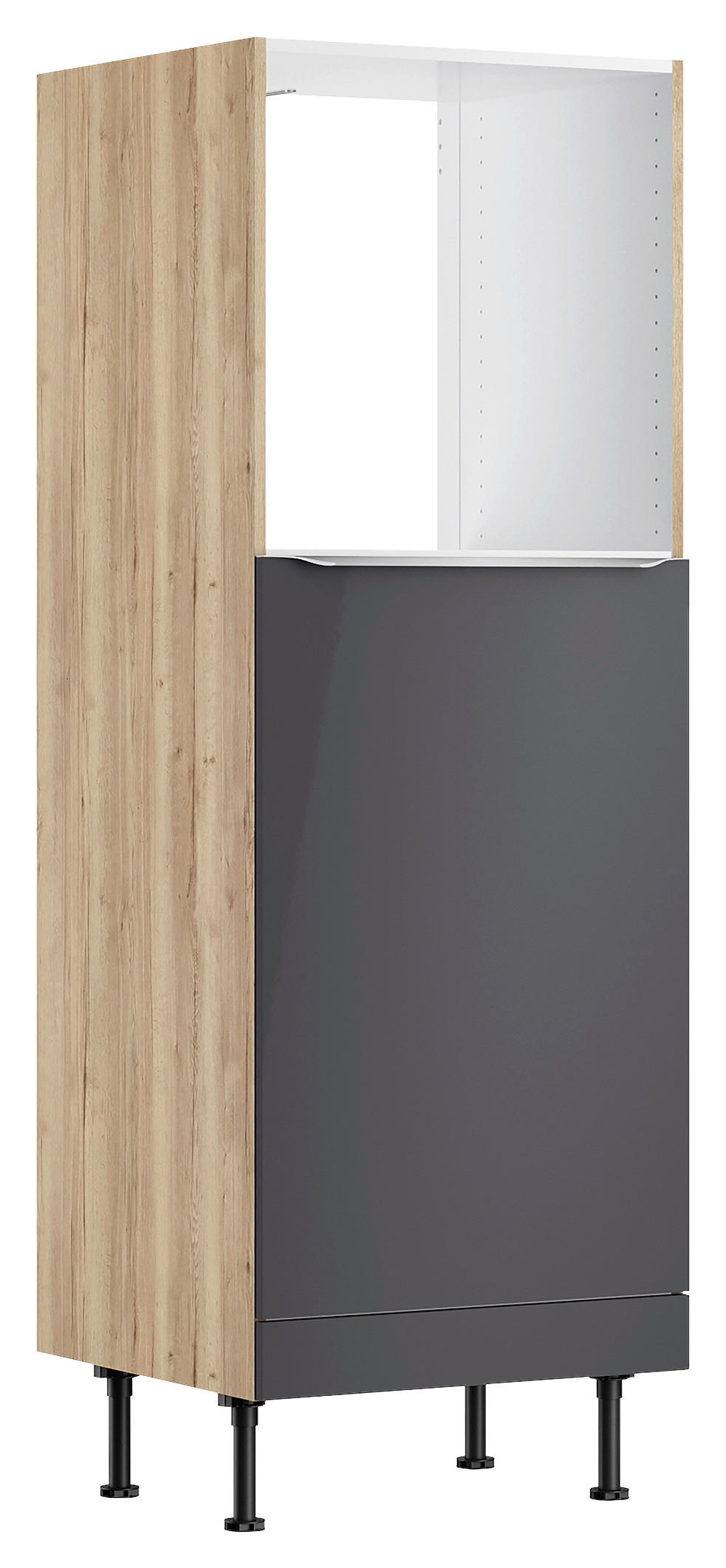 GERÄTEUMBAUSCHRANK 60/176,6/58,1 cm  in Anthrazit, Wildeiche  - Wildeiche/Edelstahlfarben, Basics, Holzwerkstoff/Metall (60/176,6/58,1cm) - Optifit