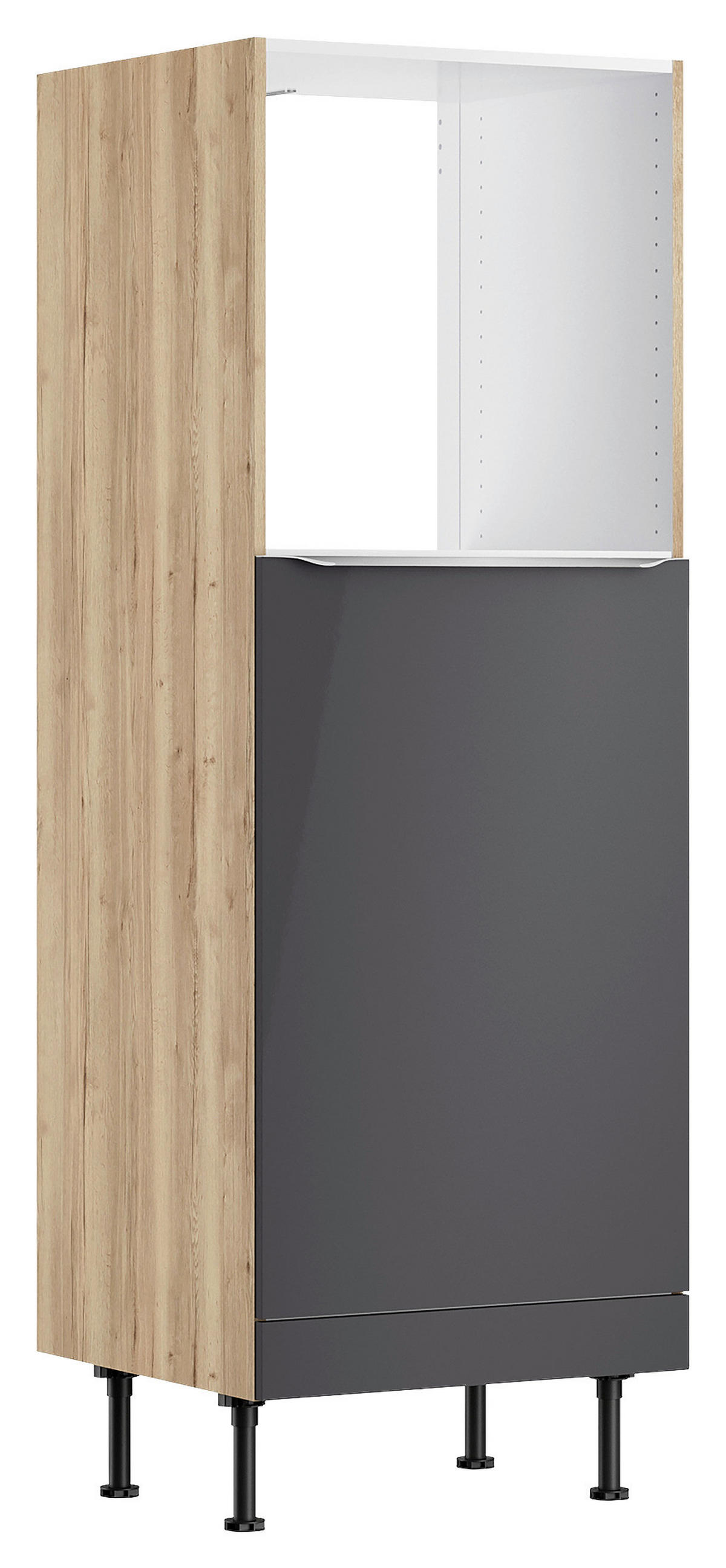 GERÄTEUMBAUSCHRANK 60/176,6/58,1 cm  in Anthrazit, Wildeiche  - Wildeiche/Edelstahlfarben, Basics, Holzwerkstoff/Metall (60/176,6/58,1cm) - Optifit